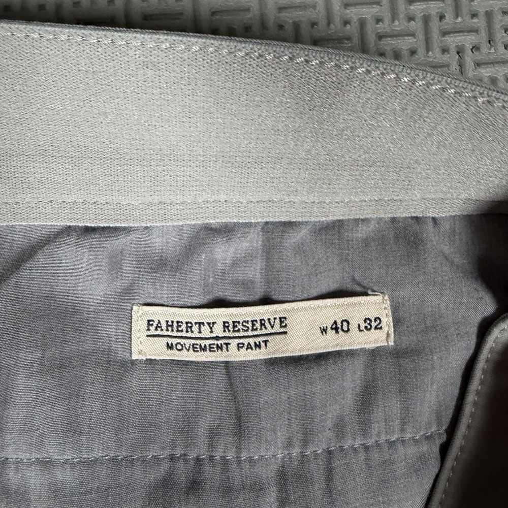 Faherty Reserve Movement Pant Mens 40x32 Fit 42 Gray Stretch Chino Casual Pants - Picture 5 of 13